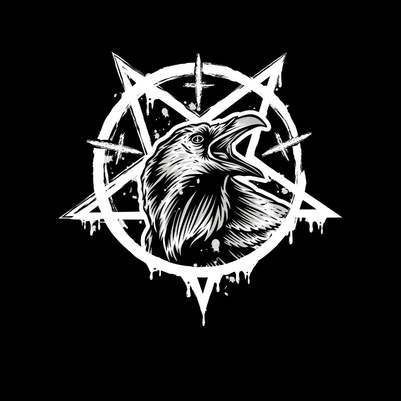 Satanic Crow Pentagram Aesthetic Occult Raven