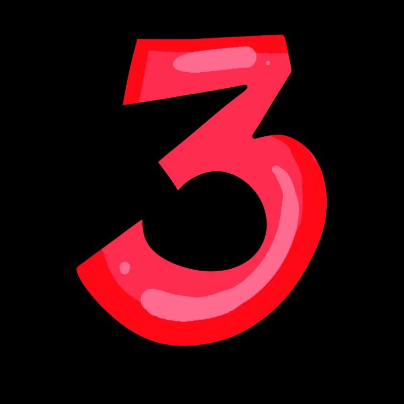 3 red - number three - digit