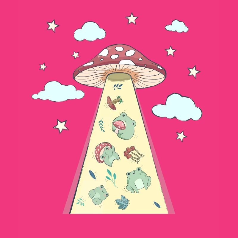 Cottagecore Aesthetic Alien UFO Kidnapping Frog