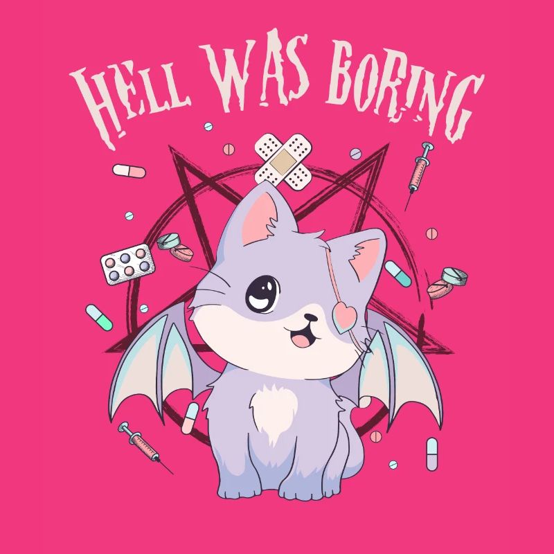 Kawaii Cat Pentagram Hell Was Boring Gesch