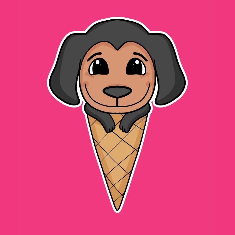 Coonhound mit Eiswaffel - Eis