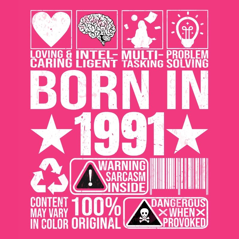 Né en 1991 Content Warning Label Code à barres