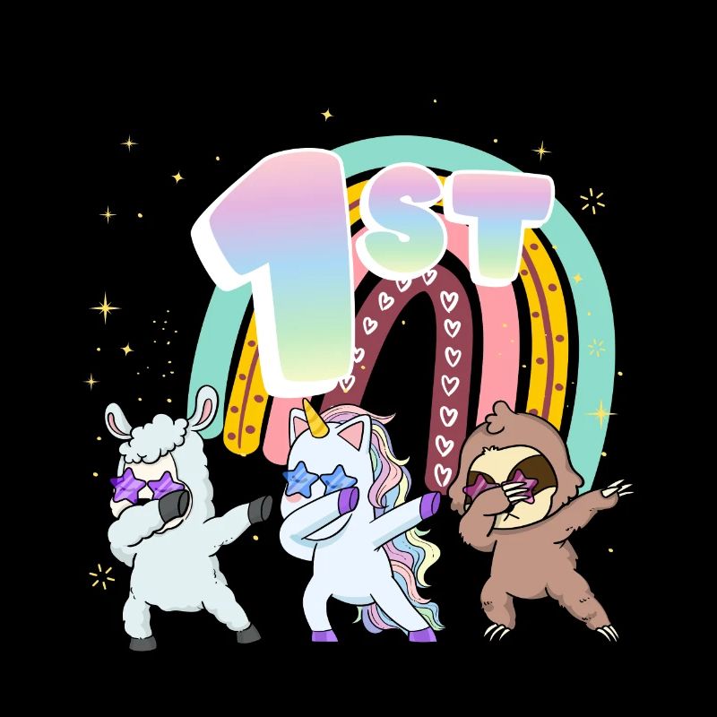 1st Birthday Dabbing Llama Unicorn Sloth | 1st