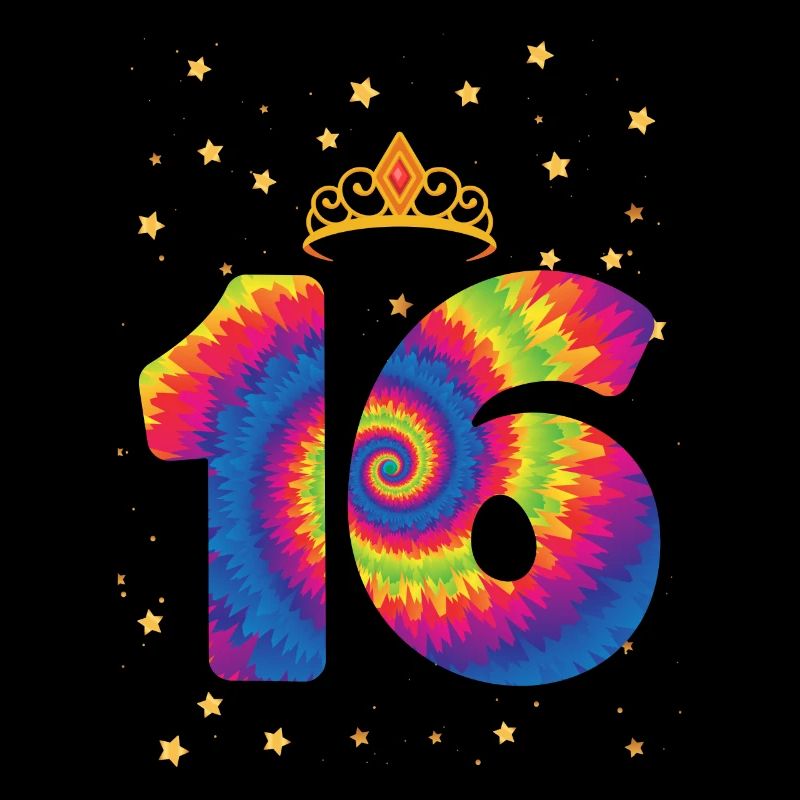 16. Geburtstag Krone | Tie Dye Themed Geburtstag