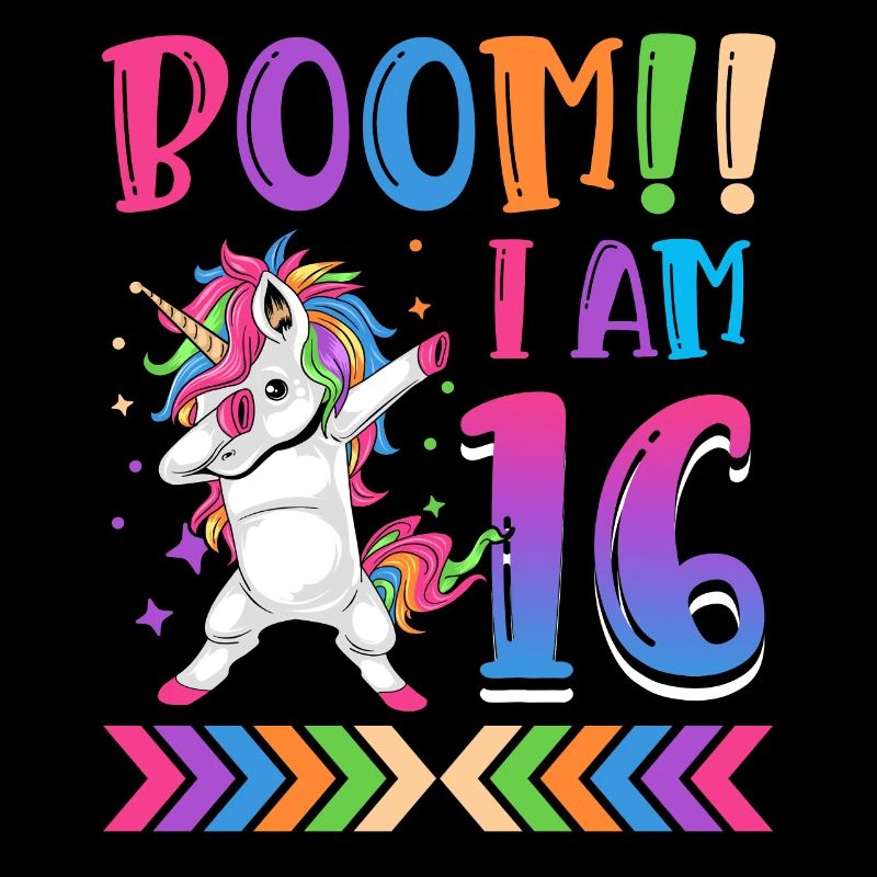 Boom!! Ich Bin 16, Buntes Lustiges Einhorn 16.