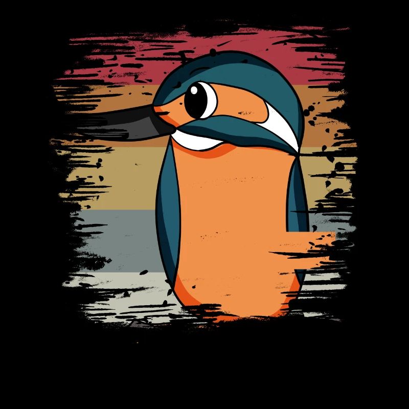 Kingfisher Blue Bird Retro