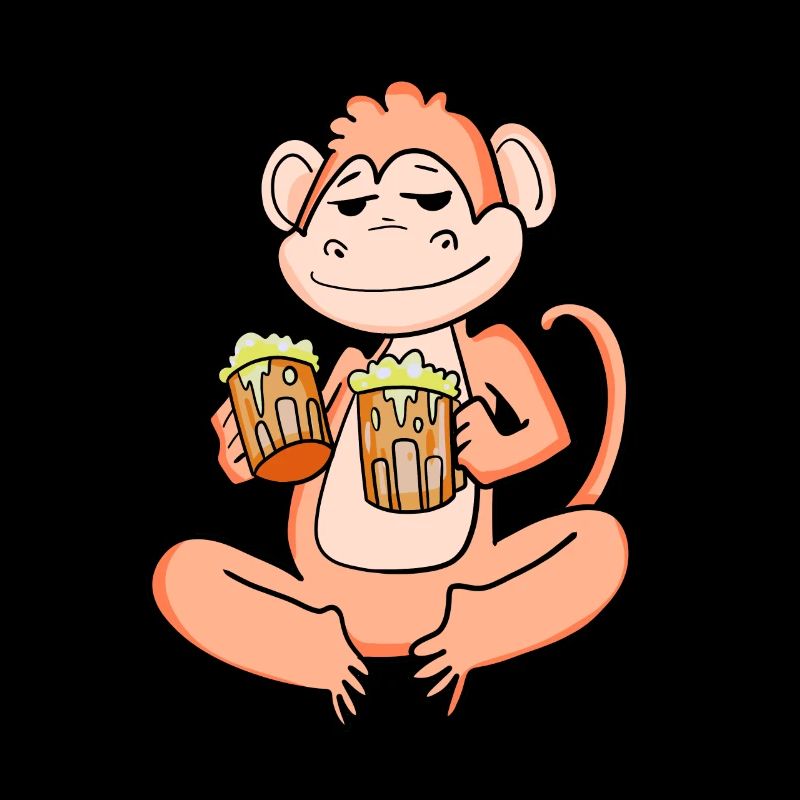 Monkey with beer glasses Beer drinking alcohol