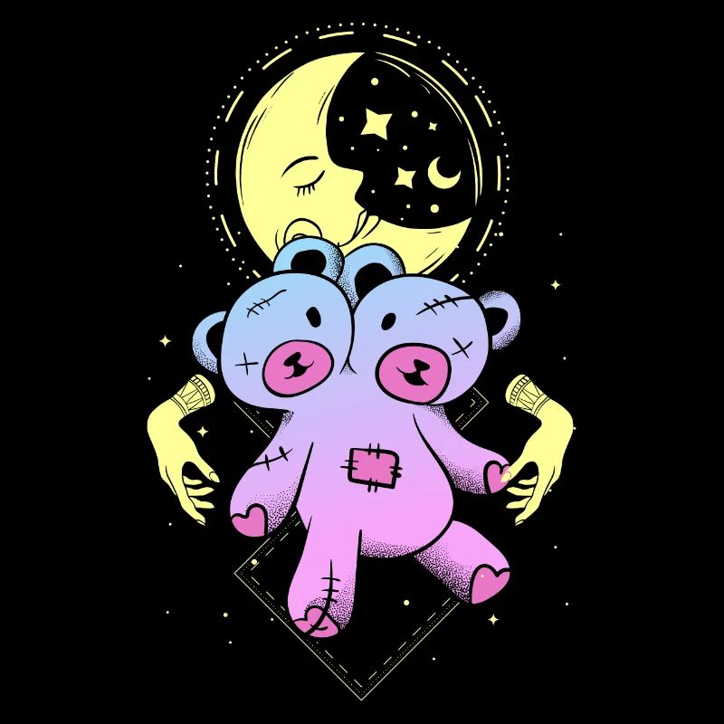 Kawaii Bear Pastel Goth Crescent Moon Gothic