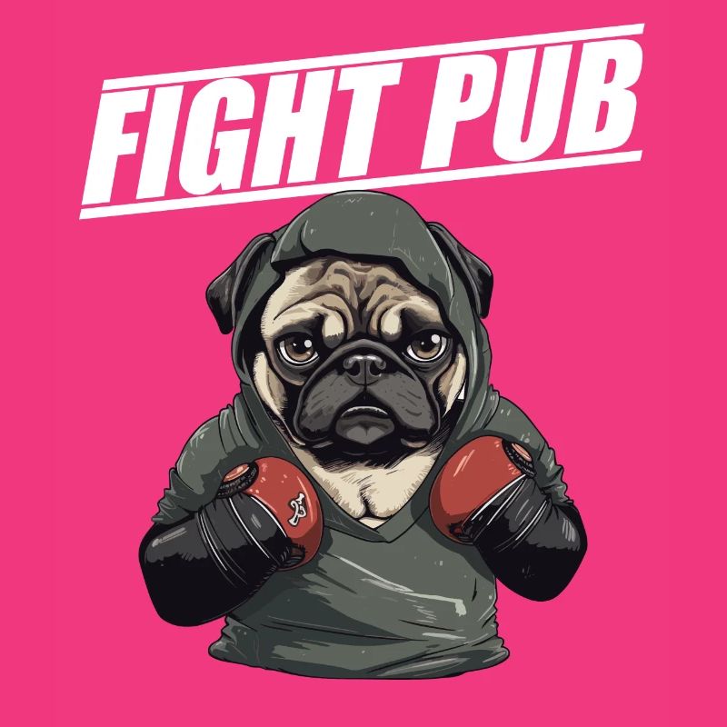 Fight Pub Mops mit Boxhandschuhen