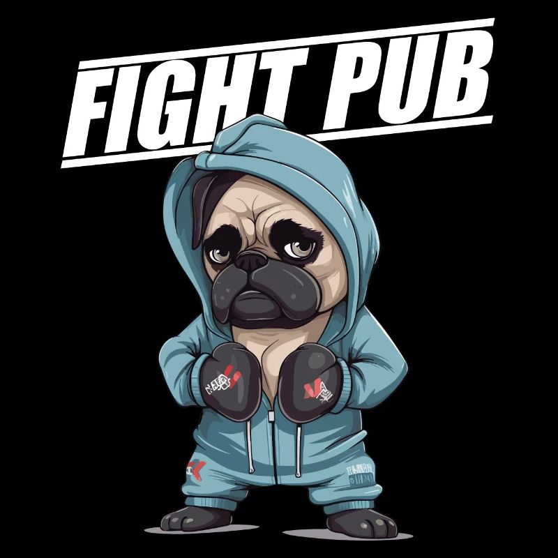 Combattez Pub Pug avec Boxing Gloves Boxer
