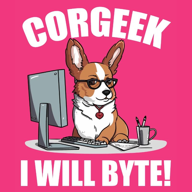 Corgi with glasses I Will Byte computer geek Corgeek