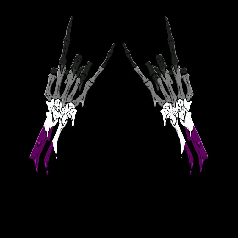 Asexual Pride Ace Flag Devil Horn Skeleton Subtle