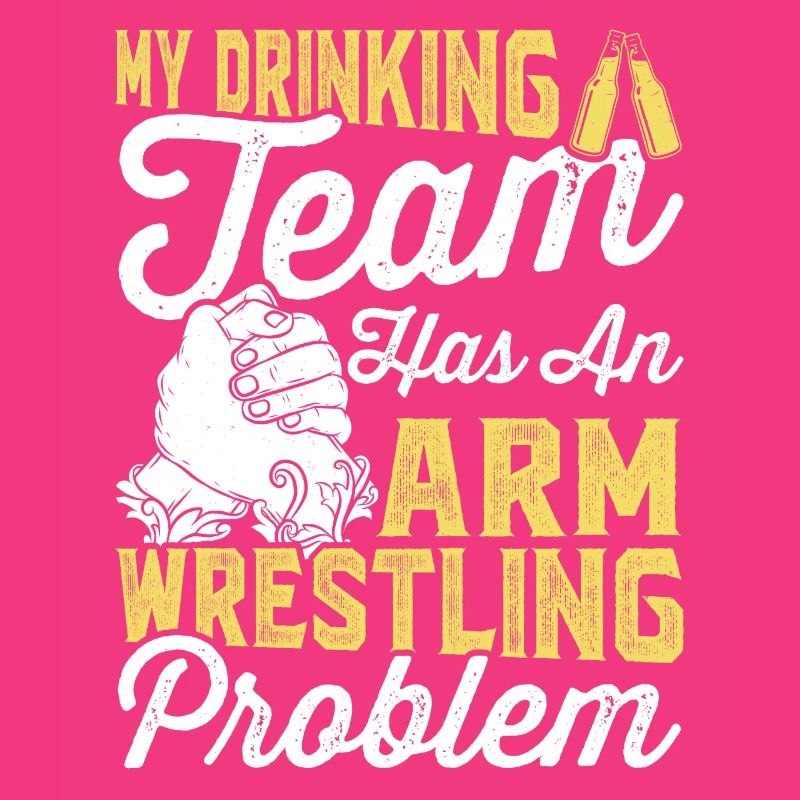 Funny drinking team has problem with arm wrestling