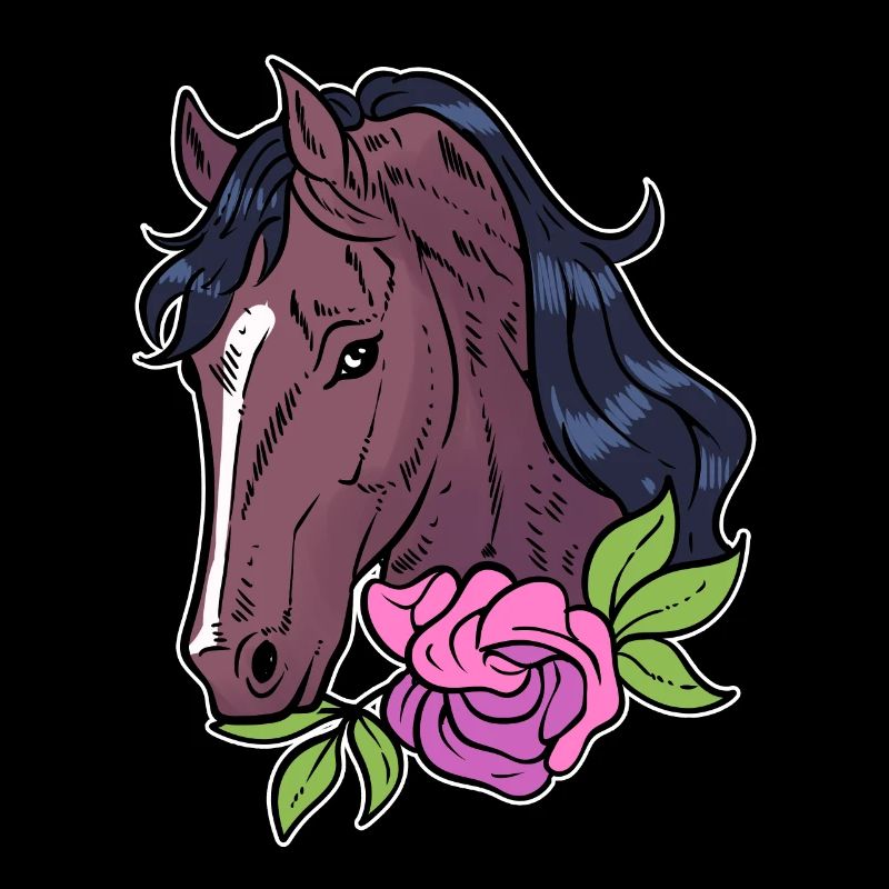 Pferd mit Blumen Reitlehrer