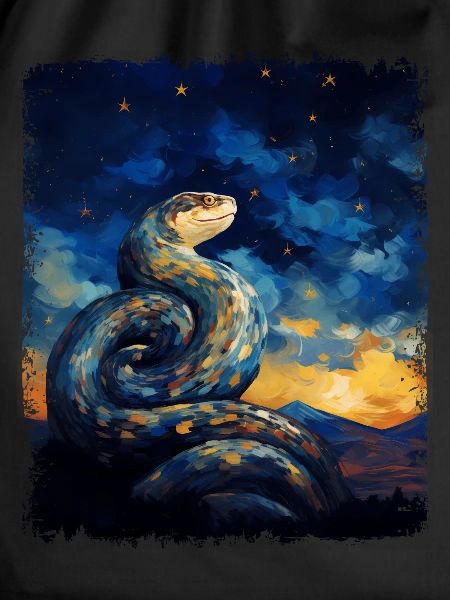 Kugelpython Schlange Sternennacht Gemälde