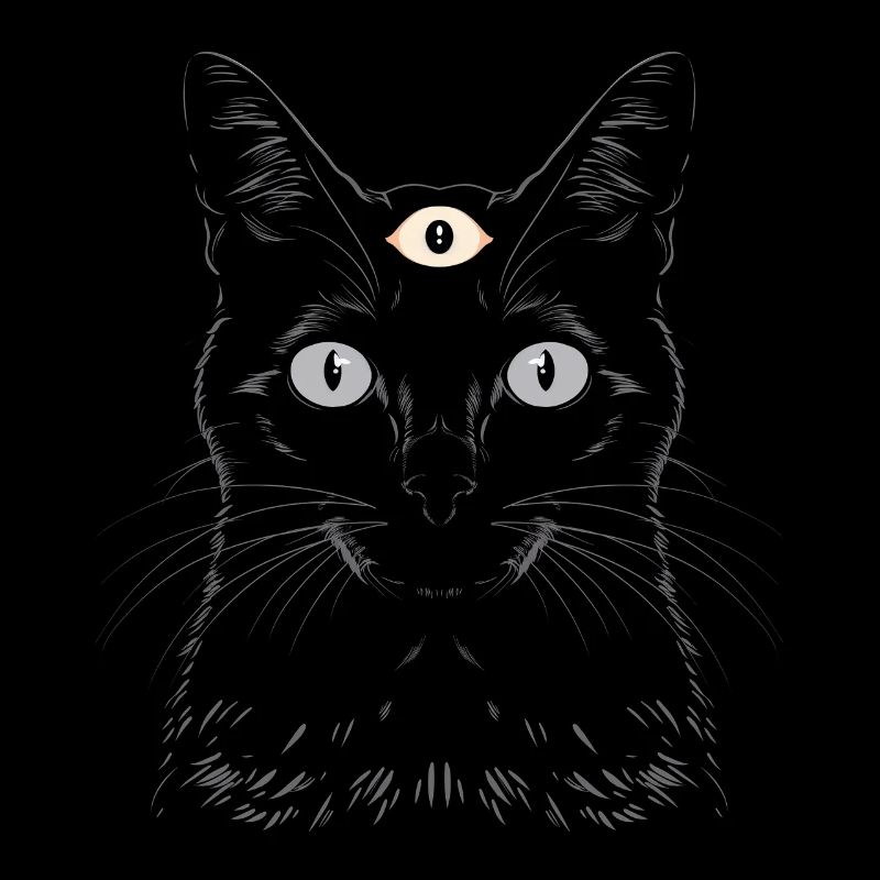 Weirdcore Ästhetik Schwarze Katze Drittes Auge Hex