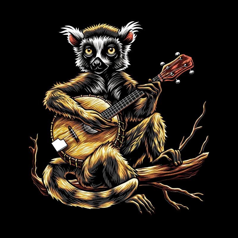 Lemur Ringtail Bluegrass Banjo Player