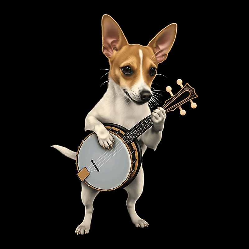 Rat Terrier Dog Bluegrass Banjo Player