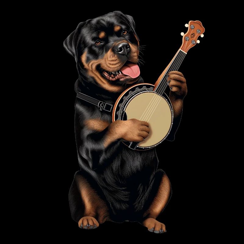 Rottweiler Dog Bluegrass Banjo Player