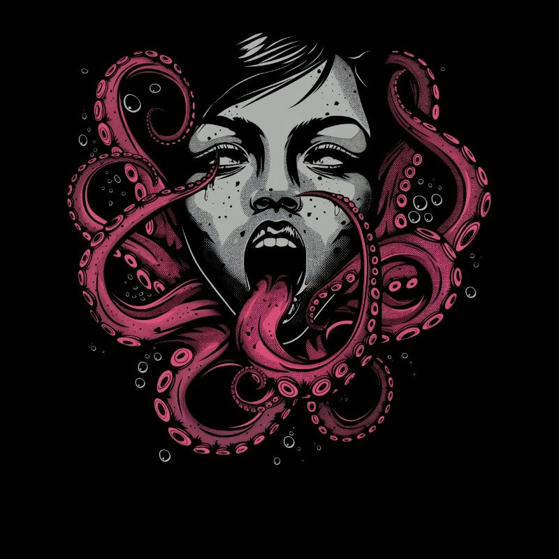 Weirdcore Aesthetic Octopus Woman Face Horror