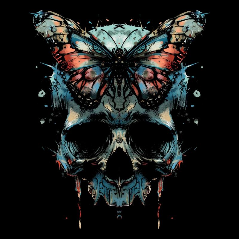 Weirdcore Ästhetik Schädel Schmetterling Strangeco