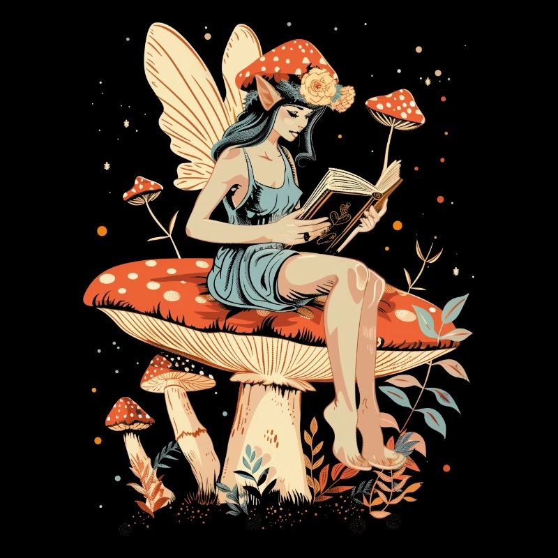 Cottagecore esthétique fée livre champignon sorcière fée