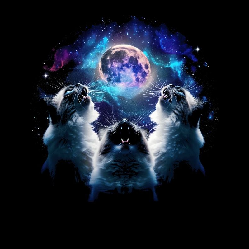 Birman Cat Howling Moon