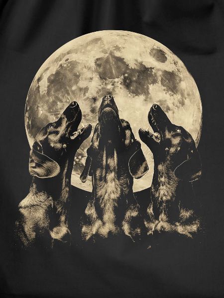 Dachshund Dog Howling Moon