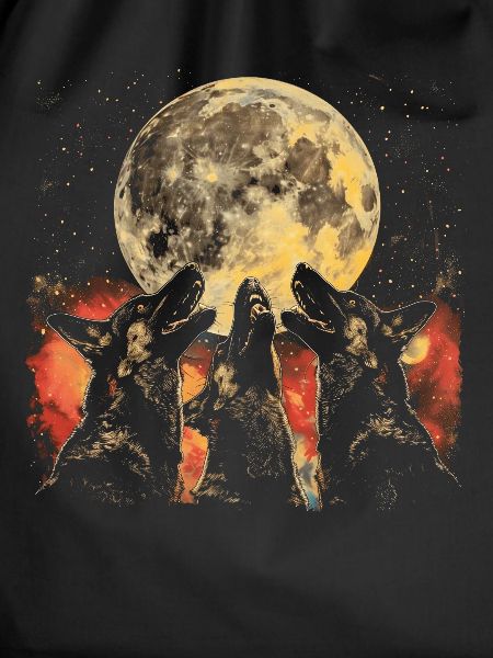German Shepherd Howling Moon