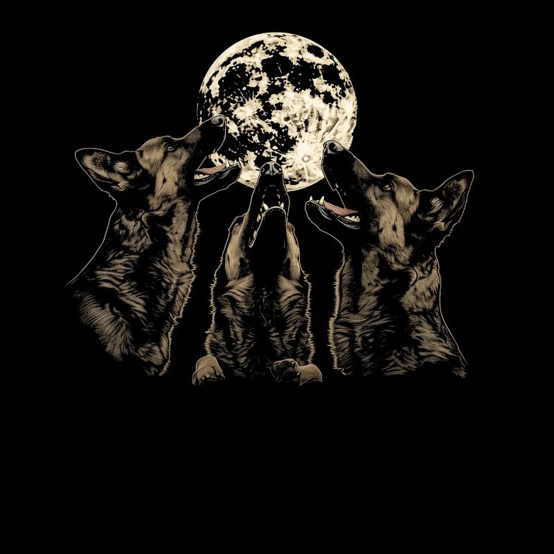 German Shepherd Howling Moon