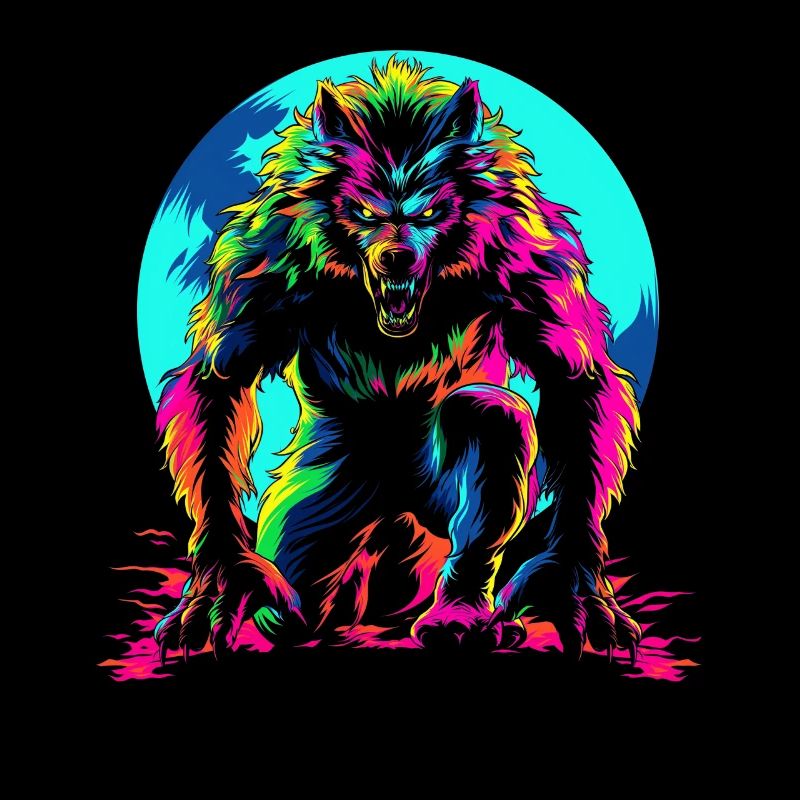 Werewolf Wolf Moon Popart