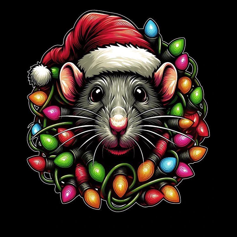 Rat Mouse Santa Hat Xmas