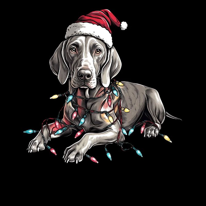 Braque de Weimar chien Père Noël