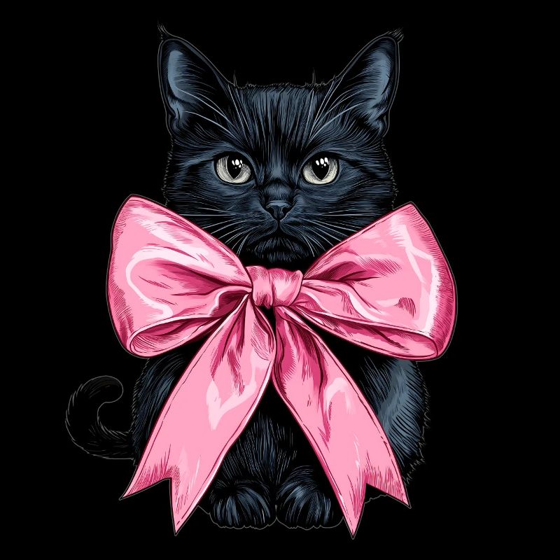 Coquette Bow Schwarze Katze Mama Rosa Schleife