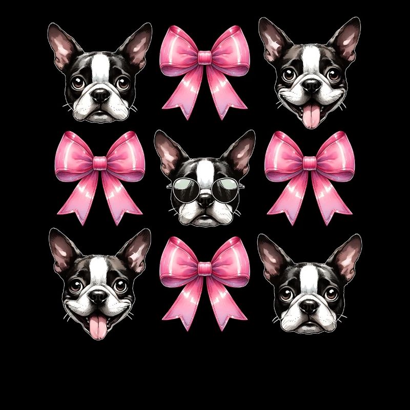 Coquette Bow Boston Terrier Chien Maman Rose