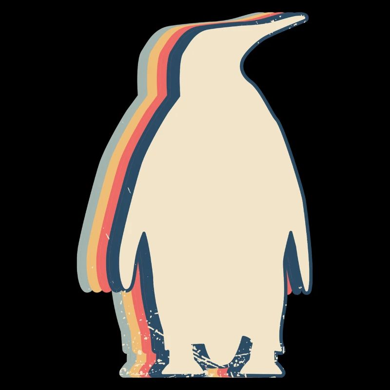pingouin incapable de voler oiseau rétro dessin au trait