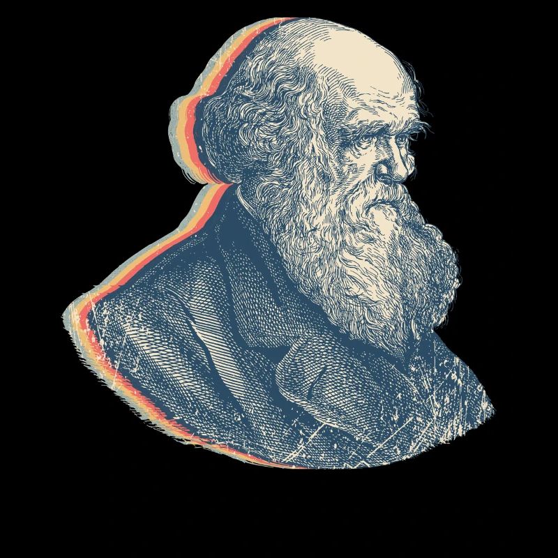 Charles Darwin Evolutionstheorie Retro-Linienkunst