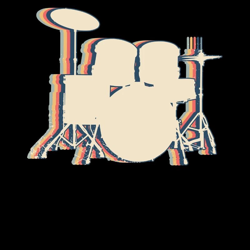 Drum Drummer Retro Line Art