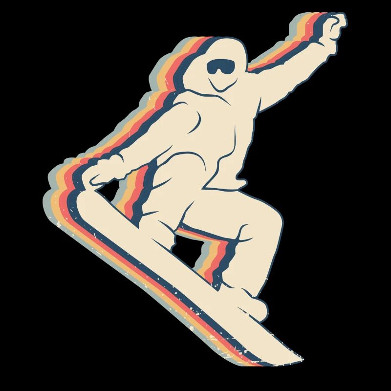 Snowboarding Snowboard Snowboarder Retro Line Art