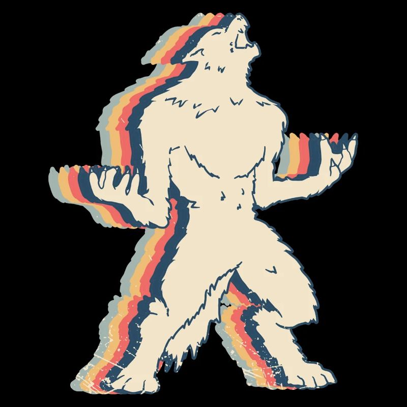 Werwolf Wolf Retro Line Art