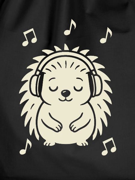 Friedlicher Igel beim Musikhören