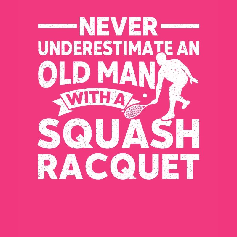 Squash Player Old Man With Squash Racket Squash