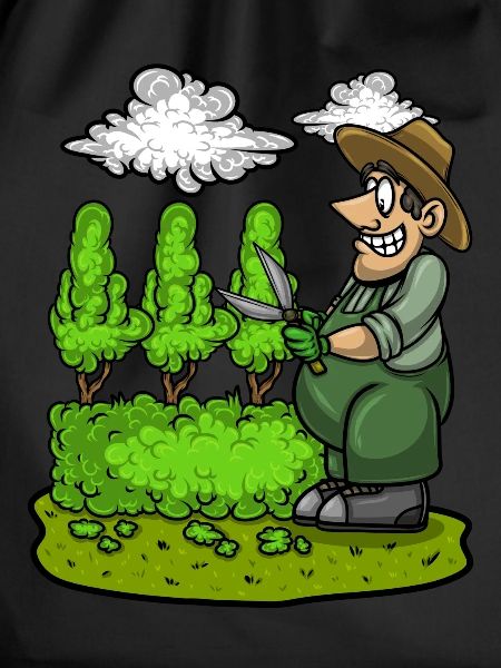 Gartengärtner Schnitthecke Mittelfinger Gartenarbeit