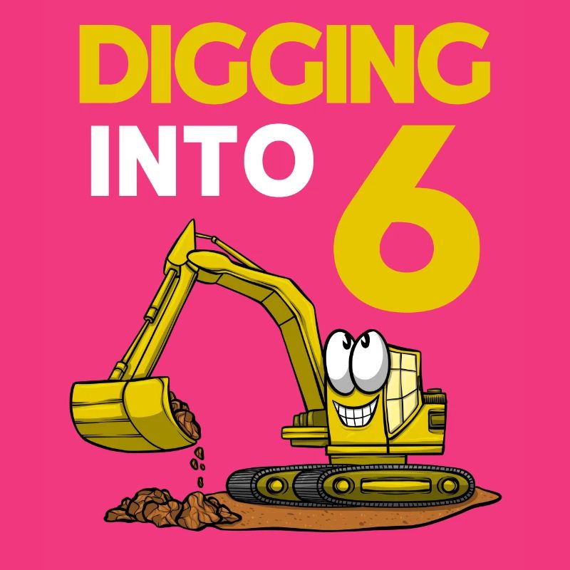 Excavator Driver Digging Into 6 Birthday Excavator