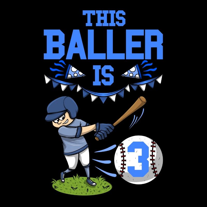 Baseball Player This Baller Is 3 Birthday Baseball