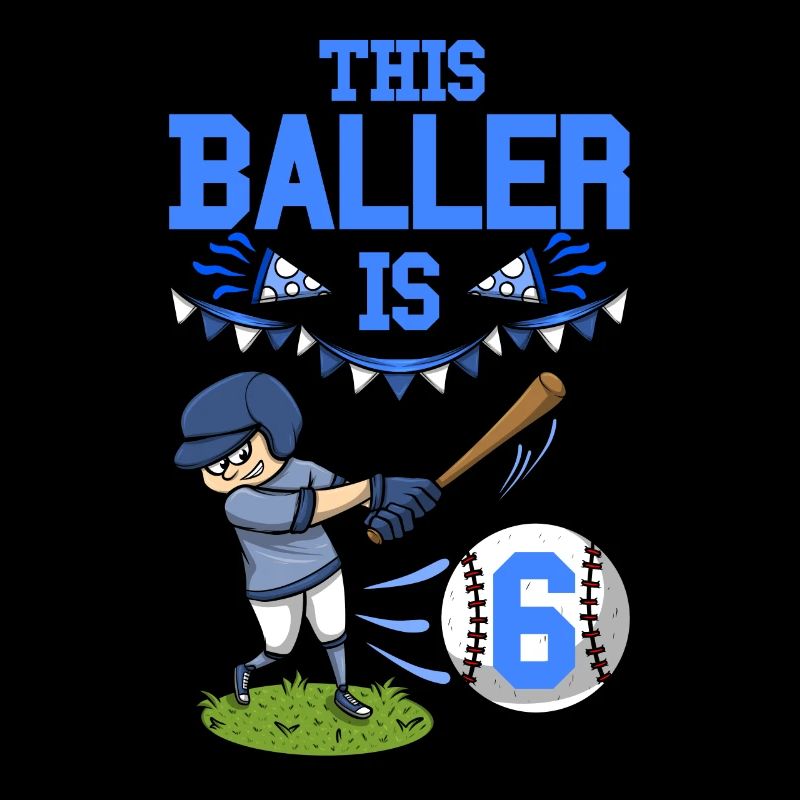 Baseball Player This Baller Is 6 Birthday Baseball
