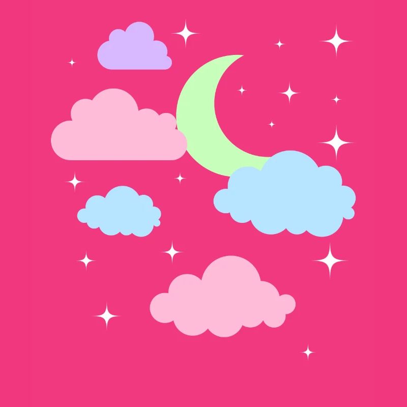 Cute Pastel Goth Moon Clouds Kawaii