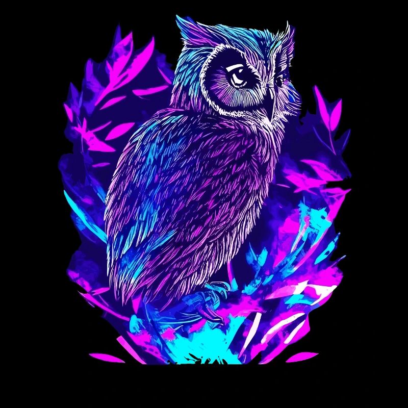 Neon Eule Psychedelische Eulen Kunst