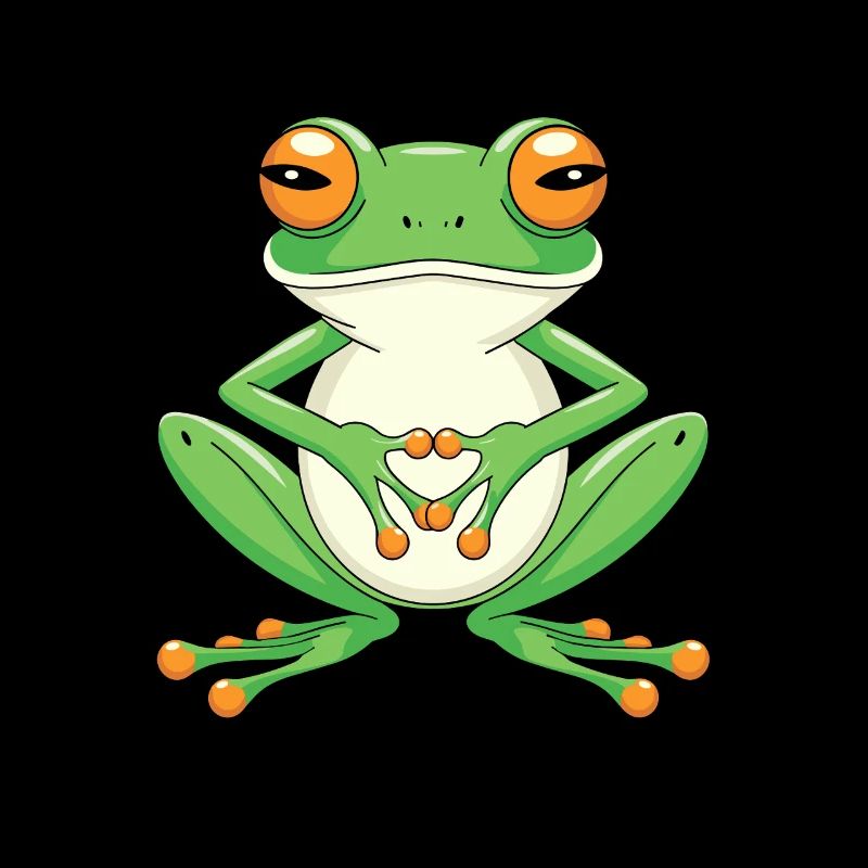 Meditating frog with big eyes
