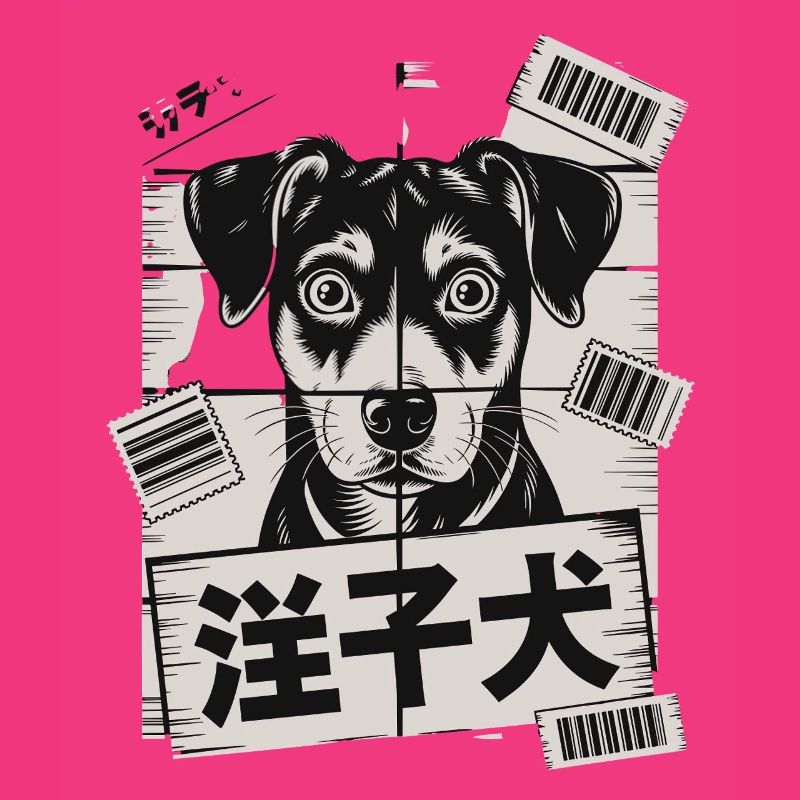 Cute Dog With Barcode Poster